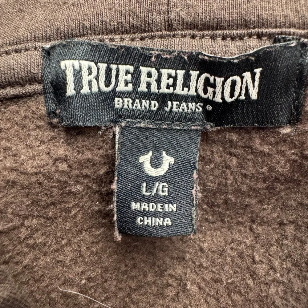 True Religion True Flower EST 02 World Tour Brown Zip Y2K Hoodie Chenille Size L